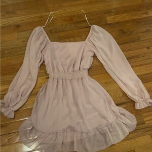 Elegant Pink Long Sleeve Dress